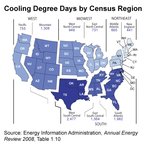 Map of cooling degree days